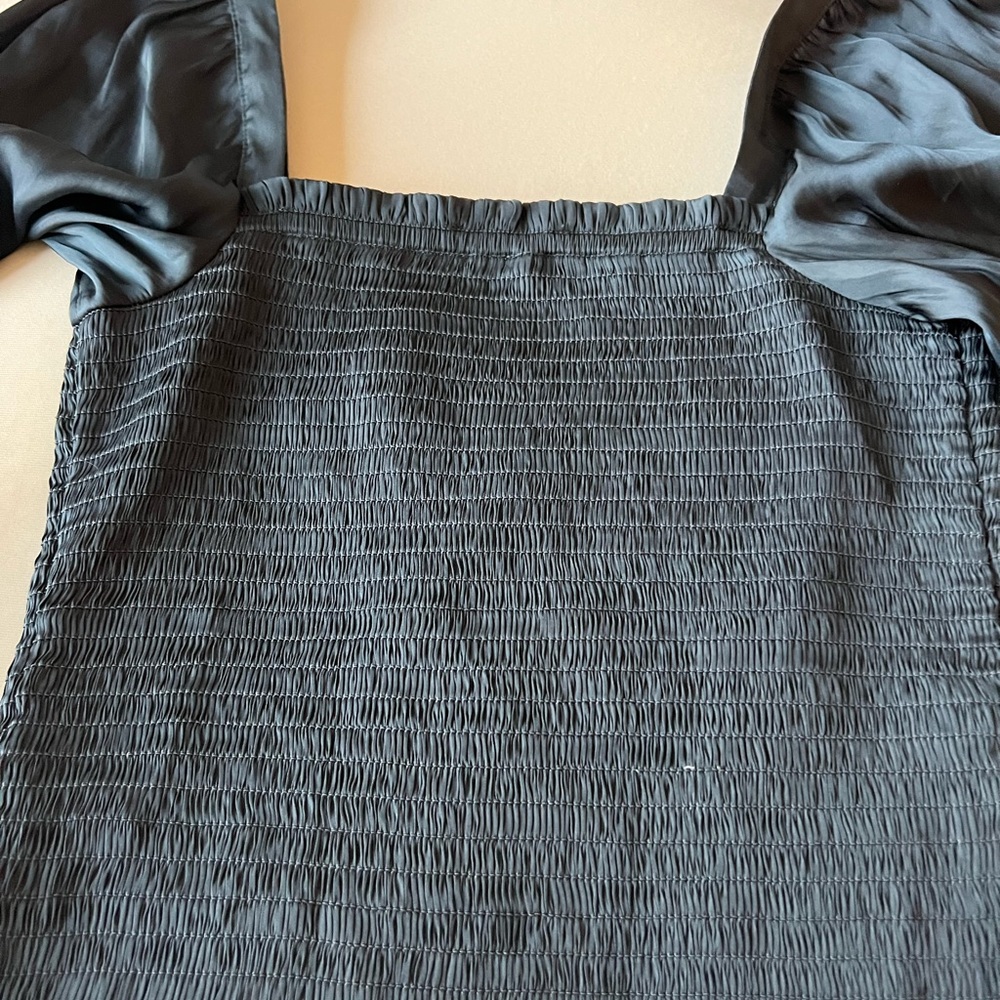 Navy silk blouse